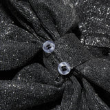 Black Glitter Removable Bow Tube Mini Dress-Outfit