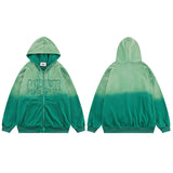 Hop Streetwear Hooded Jacket 2022 Men Gradient Color Embroidery Jacket Coat Autumn Harajuku Cotton Jacket