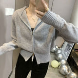 Fongt Zipper Sweater Jacket Cardigan 2024 Spring And Autumn Wear A Small Design Of Small Short Hooded Knitted
