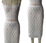 White Lace Sheer Tank Top And Midi Skirt Set-Outfit