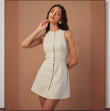 Fongt Summer Women's Solid Color Button Tie With Belt Fashion Skirt Dress