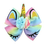 High Quality Bow With Cute Ear Design Hair Clip Ribbon Bow With Unicorn Horn Hair Accessories