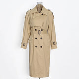 Temperament Commuting Contour Thin Coat 2025 New Collar Double Buckle Belt Design Long Wind