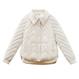 2024 New Lapel Short Cotton Jacket Coat Women Thickened Small Fragrant Wind Shirt Collar Loose Versatile Cotton-Padded Coat Women-Outfit