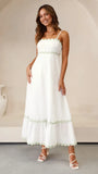 Fongt Summer New Solid Color Lace Stitching With Elegant Strapless Oversized Hem Dress-88106-Outfit