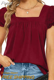 Double-layer Lace Short Sleeve Blouse Square Collar Elegant Women Shirt 2023 Sweet Women Clothing Solid Loose Tops