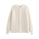 Fongt Women's Y2K2025 Autumn New Solid-Colored Cardigan Long-Sleeved Knitted Sweater Coat Women B66021