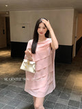 Fongt Xixi 2025 Summer New Temperament Cape Chic Wave Elegant Dress High-End Short Dress Women 88342