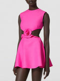 Fashion French Dress Women 2025 Spring New Temperament Flowers Splicing Sexy Style High-End Short