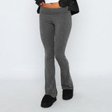 Fongt New Casual Wind Low-Rise Horn Pants Fashion Thin Solid Pants Set Women