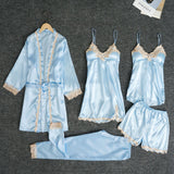 Fongt Pajamas With Bra Pads Gold Lady With Five Pieces Of Thin