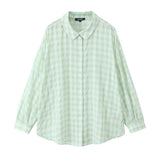 New Large Plaid Long-Sleeved Loose Version Shirt 1971060-Outfit