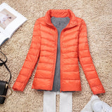 Spring And Autumn Winter Light Down Jacket Female Pure Color Standing Collar Slim Plus Large Size Short Coat Tide Direct Sales-Outfit