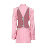 Fongt Korea East Gate Women's Wear 2024 Spring And Autumn New Splicing Sexy Back Personality Versatile A Button Suit Coat-Outfit