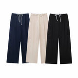 New Double Waistband Wide-Legged Pants Casual Pants 1608225-Outfit