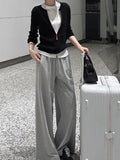 Fongt Niche Thin Temperament Zipper Loose Knitted Jersey Spring And Autumn Black Coat Woman
