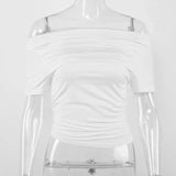Off-shoulder Short Sleeve Top-Outfit