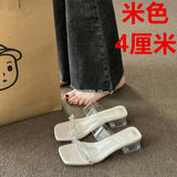 Fongt This Summer New Wearing Slippers Women's Water Drill Fairy Style Dress Thick And Transparent Crystal And Cool Drag