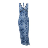 Fongt New Women's Fashion Retro Print Sexy Back Strap Slim Hip