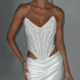 White Sequin Corset-Outfit