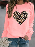 Round Neck Leopard Print Heart Printing Hooded Veet