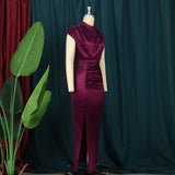 Solid Color Polyester Spandex High Waist Temperament Commuter Red