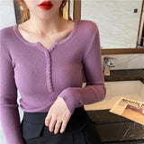 Fongt Sweater Women's Autumn And Winter Under The Bottom Shirt V Collar 2024 New Burst Long-Sleeved Black Tight