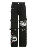 Goth metal buckle pocket cargo pants-Outfit