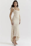 Lace Textured Strap Wrap Midi Dress-Outfit