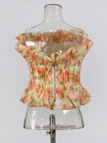 Sweet Wind Top 2025 Spring New Fresh And Comfortable Casual Fashion With A Word Shoulder Wood Ear To Wipe The