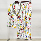 Fongt Spring And Summer New Star Fashion Print A Buckle Blazer Long Suit Two Sets