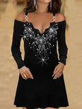Sequins Goth Sexy Off Shoulder Slim