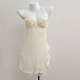Fongt Pure Lusty Dew Back Pajamas Thin Bud Silk Silk Silk Slings Aja Skirt Short Homewear