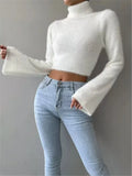 Fongt And Winter New Women's Sweater High-Neck Short-Sleeved Long-Sleeved Solid Anti-Sting Knitted Shirt