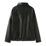 2024 Winter New Women's Sweet Cool Bow Embroidered Leather Jacket Coat W034 23215-Outfit