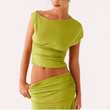Fongt Two Sets Of New Short-Term Umbilical Wrinkles Body-Body Hip Skirt Suit
