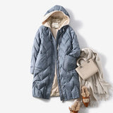 2024 Autumn Winter Korean Version Loose Down Jacket Women's Korean Version Hooded Loose Coat In The Thick Knit Cap White Duck Down-Outfit