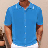 Fongt Men's Spring And Summer New Knits Solid Color Leisure Business POLO Shirt Men's
