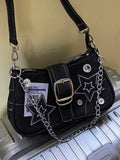 denim Y2K shoulder bag with star