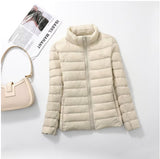 Large Size Plus Fat Down Jacket Female Light Korean Version Fashion Standing Collar Short Fat MM White Duck Down Coat Tide-Outfit