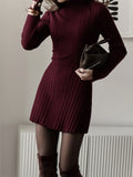 Fongt Half-Necked Dress Knitted Dress Spring 2025 Temperament Tweed A-Word Skirt