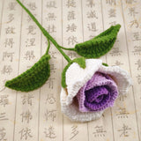 Fongt Doll Line Wine Cup Rose Wool Knitting Rose Bouquet Hand-Woven Eternal Flower Wool Flower Simulation-Outfit