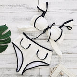 Solid-Color High-Waisted Bikini 2025 New Simple Split Swimsuit Lady Sexy
