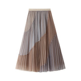 Fongt 100-Fold Net Dress Elastic Tension Tight Waist Thin Long A-Word Big Swing Skirt Winter 1803