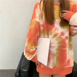 Tie Dye Print Sweatshirts Women Autumn Loose Long Sleeve Oversized Hoodies for Lovers Couples