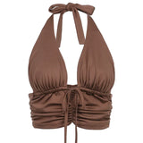 Sexy Show Chest V-Neck Tie Halter Sling-Outfit