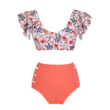 Bikini2025 New Lotus Edge Bikini Split Swimsuit Sexy High