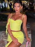 2 Piece Set Summer Fashion Floral Fringe Cami Top and Skirt Club Party Womens Outfits Elegant Matching Sets y2k