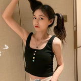 New Simple Net Red Slings Short-Term Bumcloan Solid Color Repair Knitting Outer Wear Vest Top Woman