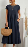 Fongt Solid Color Sleeveless Loose Cotton Into Pocket